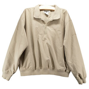 Rae's Creek Men's Jacket Tan Medium Long Sleeve Pullover 1/2 Zip Embroidered